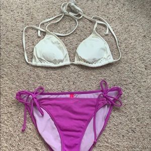 White & Purple Bikini Set